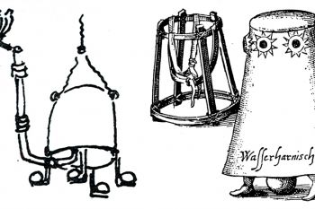 Izquierda: campana de buceo de Jerónimo de Ayanz (1606). Derecha: campana de Franz Kessler (1616)